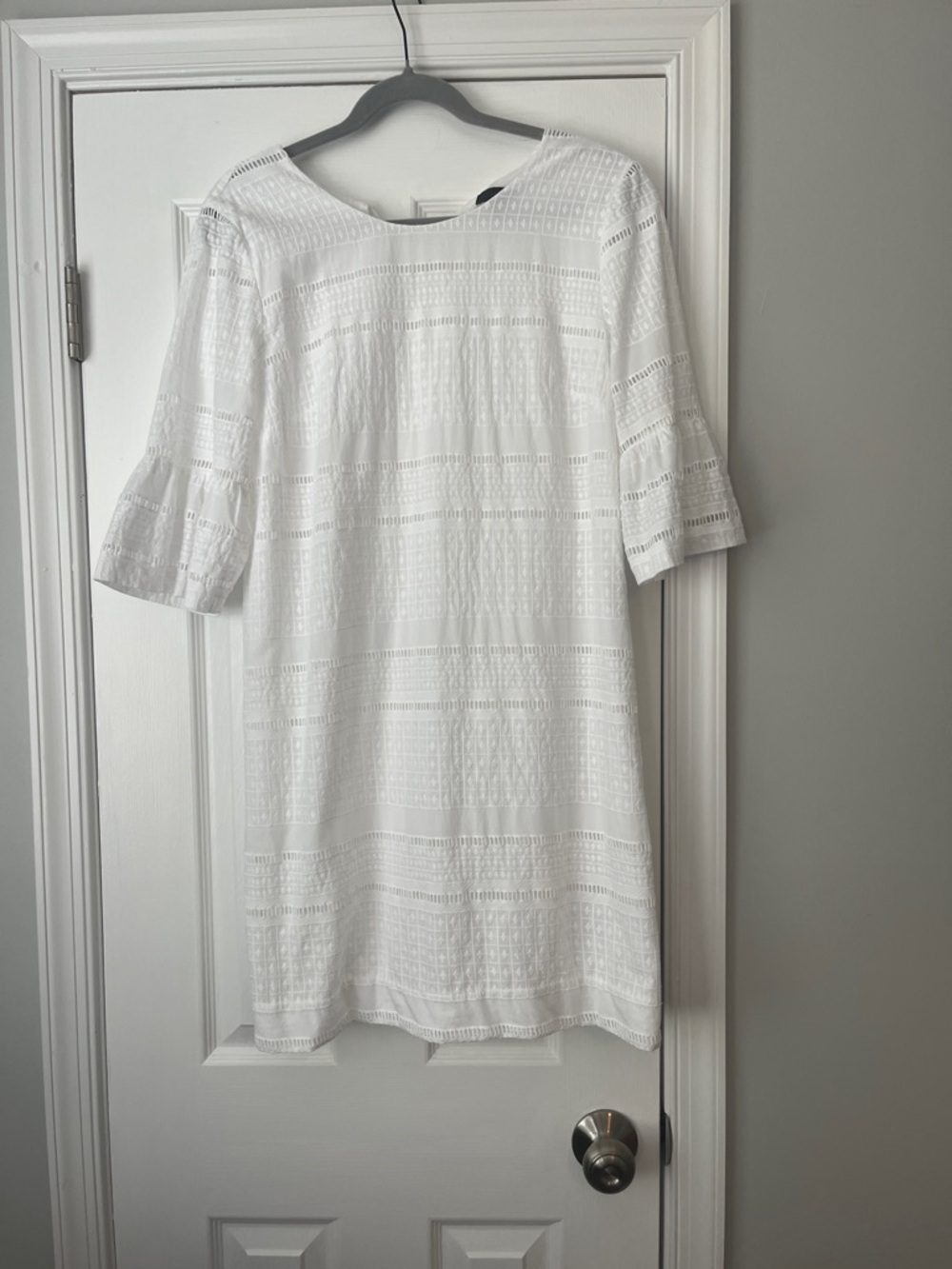 White Eyelet Shift Dress - Women